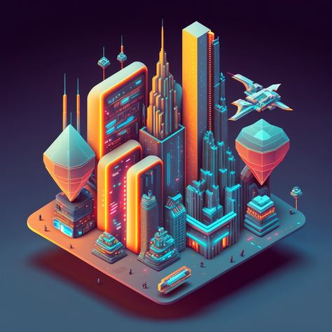 City Isometric, City Ideas, 3d Isometric, Minecraft City, Isometric Art, Museum Poster, Concept Board, City Illustration, Future City