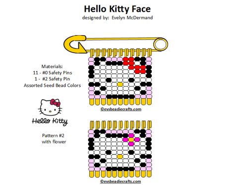 hellokitty.gif 720×568 pixels Bead Safety Pin Craft, Beads Safety Pins, Safety Pin Crafts Diy, Safety Pin Jewelry Patterns, Friendship Pins, Safety Pin Art, Beaded Pins, Safety Pin Crafts, Diy Kandi Bracelets