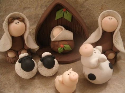 31 #Spectacular Nativity #Scenes for Your #Christmas Decor #Collection ... Fimo Kawaii, Polymer Clay Ornaments, Christmas Clay, Polymer Clay Christmas, Nativity Crafts, Clay Ornaments, Fimo Clay, Facepaint, Christmas Nativity