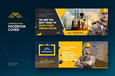 TheRoyals Construction Facebook Cover Template PSD. Download Construction Banner Design Ideas, Construction Banner Design, Construction Banner, Profile Banners, 블로그 디자인, Header Ideas, Facebook Header, Flex Design, Photoshop Flyer