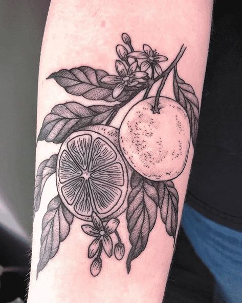 Orange Tattoo Ink, Orange Tattoo, Tattoo Ink Colors, Fruit Tattoo, Tattoo Artwork, Blossom Tattoo, Botanical Tattoo, Dainty Tattoos, Ink Design