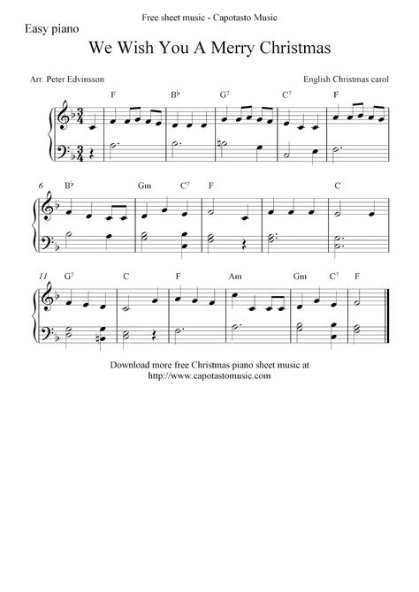 Easy Sheet Music For Beginners: Free Christmas sheet music for easy piano, We Wish You A Merry Christmas We Wish You A Merry Christmas Piano, We Wish You A Merry Christmas, Piano Music For Kids, Christmas Piano Sheet Music, Sheet Music With Letters, Piano Music Easy, Free Printable Sheet Music, Christmas Songs Lyrics, Easy Sheet Music