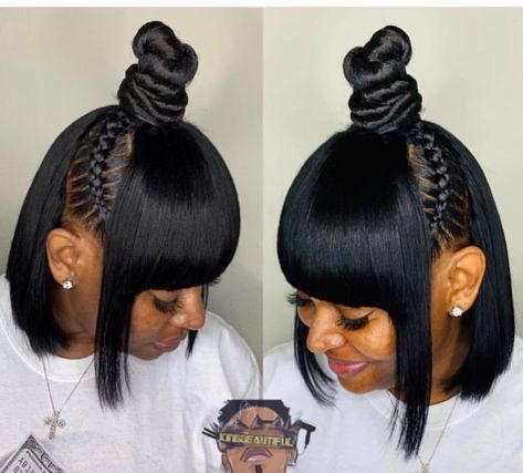 Nice Black Haircut Ideas, Cute Haircut Ideas, Hairstyles For Bob, Cute Short Black Hairstyles, Cute Short, Short Black Haircuts, Black Haircut, Weave Ponytail Hairstyles, Quick Weave Hairstyles