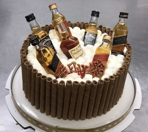 21st Birthday Cake Alcohol, Liquor Bottle Cake, Birthday Cake Wine, Girly Birthday Cake, 21st Birthday Cake For Guys, Crazy Birthday Cakes, Flowers Birthday Cake, Red Wine Chocolate Cake, Best Birthday Cake Recipe