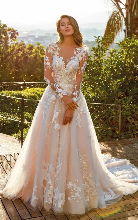 Ireland | DR2511 – Eddy K Wedding Dress Designer Ireland Wedding Dress, Eddy K Wedding Dress, Romantic Wedding Dress Lace, Empire Waist Wedding Dress, Eddy K, Wedding Dresses Lace Ballgown, Lace Wedding Dress With Sleeves, Long Sleeve Wedding Dress Lace, Cute Wedding Dress