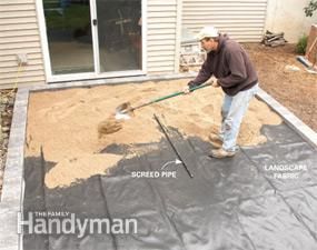 Renew an old concrete patio with decorative brick or concrete pavers. You don't have to remove the concrete. Here's how to do it quickly and easily. Diy Concrete Slab, Pavers Over Concrete, Concrete Sidewalk, Patio Blocks, Pavers Diy, Diy Patio Pavers, Concrete Patio Makeover, Cover Patio, How To Install Pavers