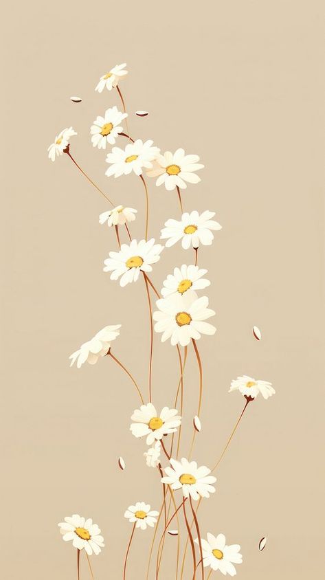 Daisy flowers cute wallpaper plant | Premium Photo Illustration - rawpixel Aesthetic Doodles Wallpaper, Brown Daisy Wallpaper, Sunflower And Daisy Wallpaper, Daisy Wallpaper Iphone Aesthetic, Doodle Wallpaper Aesthetic, Iphone Wallpaper Doodle, Aesthetic Wallpaper Plants, Aesthetic Iphone Ideas, Aesthetic Flower Pictures