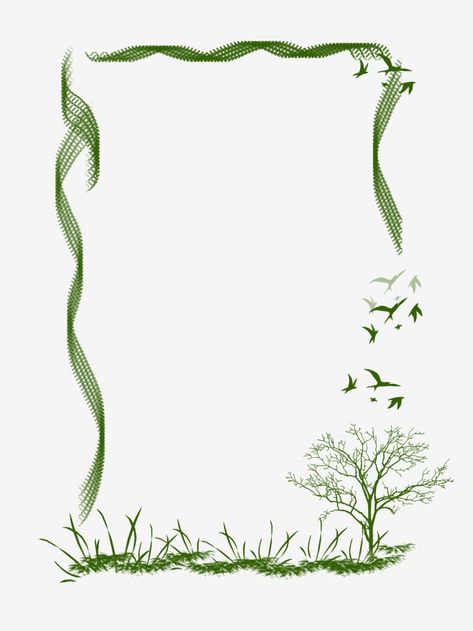 Painted Borders Designs, Spring Borders And Frames, Earth Border Design, Border For Pictures, Nature Border Design, Poster Border Design, Green Border Frame, Leaves Border Design, Green Border Design