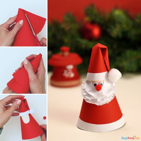 How To Make Santa Claus, Card Diy Ideas, Paper Santa Claus, Diy Santa Claus, Santa Diy, Christmas Card Diy, Craft Ideas For Beginners, Santa Claus Crafts, Christmas Card Wishes