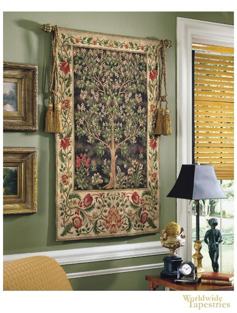 Tree Of Life Tapestry, Romantic Clothing, Tapestry Hanging, William Morris Patterns, Reproduction Furniture, William Morris Art, William Morris Designs, Wall Rug, Wall Carpet