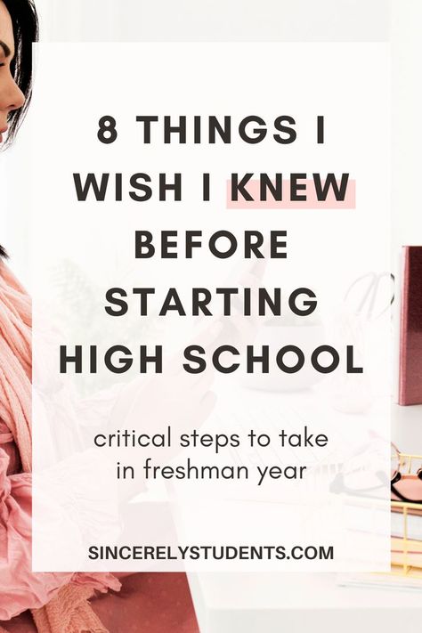 These are 8 things I wish I knew befor starting my first week of high school. Learn how to thrive in high school with these critical steps. High School First Day, Starting High School, Freshman Orientation, School Lifestyle, School Transition, Highschool Freshman, High School Life Hacks, High School Survival, High School Hacks