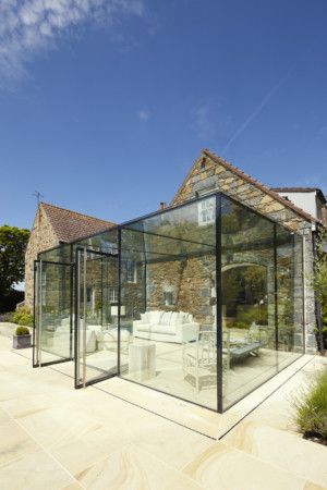 Glass Sunroom Ideas, Modern Sunroom, Glass Sunroom, Extension Veranda, Guernsey Channel Islands, Glass House Design, Glass Conservatory, Aesthetic Interior Design, Glass Extension