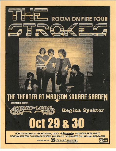 The Strokes- Theater at MSG- October 29, and 30, 2003 (odd lineup) The Strokes Band, Julian Casablancas, Band Poster, Music Poster Design, Dorm Posters, Poster Room, Concert Poster, The Strokes, I'm With The Band