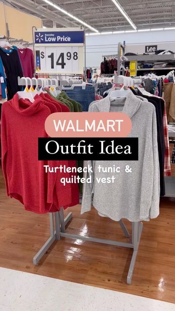 Dianna | Affordable Fashion on Instagram: "Casual fall look with this soft tunic top, quilted vest and retro sneakers! Type this link into a browser to shop: https://liketk.it/3SeuD ##walmartfashion #walmartreels #whoawaitwalmart" Plaid Casual Outfit, Winter Tunic Outfits, Walmart Womens Clothes, Clothes For 70 Degree Weather, Tunic Vest Outfit, Plus Size Vest Outfits Winter, Walmart Plus Size Outfits 2024, Walmart Work Outfits, Plus Size Walmart Outfits 2023