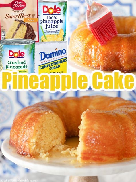 Pineapple Bundt Cake Recipe, Pineapple Bundt Cake, Crushed Pineapple Cake, Chocolate Cherry Brownies, Pineapple Pound Cake, Cherry Brownies, Pineapple Cake Recipe, Bundt Recipes, Easy Bundt Cake