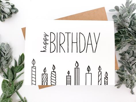 Birthday Card Ideas Caligraphy, Cute Birthday Envelope Ideas, Simple Cricut Birthday Cards, Home Made Bday Cards, Homage Birthday Cards, Birthday Card Ideas Minimalist, Homemade Inspirational Cards, Happy Birthday Card Ideas Easy, Minimalist Birthday Cards Handmade