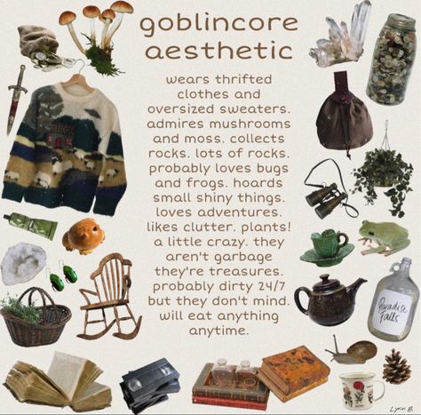 Goblin Aesthetic, Cottagecore Things, Goblincore Outfits, Goblincore Aesthetic, Forest Core, Goblin Core, Different Aesthetics, Cottagecore Aesthetic, Academia Aesthetic