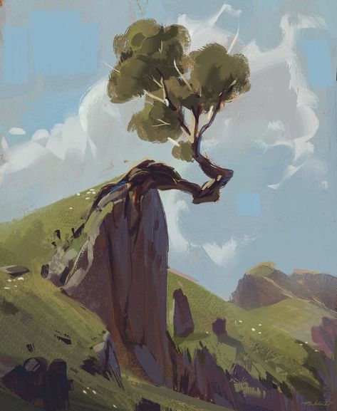 ArtStation - Sketches and studies, Pablo Dominguez Croquis, Environment Painting, Bg Design, Landscape Concept, Nature Drawing, Fantasy Art Landscapes, Environmental Design, Landscape Illustration, Environment Design