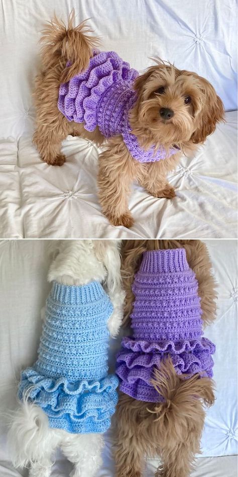 Dog Jumper Pattern, Crochet Dog Sweater Free Pattern, Kat Haken, Dog Dress Pattern, Crochet Dog Clothes, Dog Coat Pattern, Dog Sweater Crochet Pattern, Dog Sweater Pattern, Small Dog Sweaters