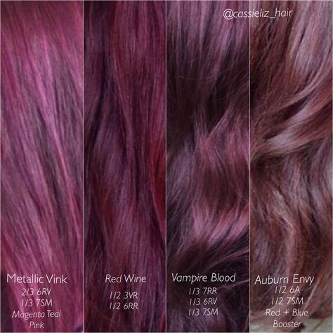 Purple Red Hair Color, Red Violet Hair Color, Redken Formulas, Red Purple Hair, Cabelo Ombre Hair, Red Violet Hair, Wine Hair Color, Violet Hair Colors, Kenra Color