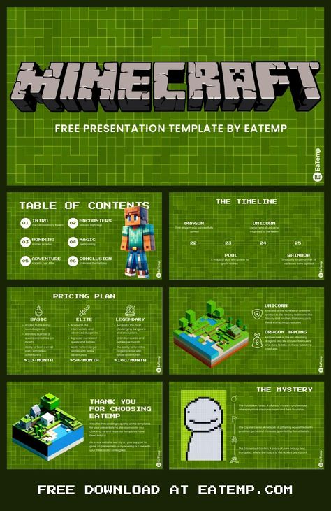 Minecraft 13 Ppt Theme, Minecraft Slide, Minecraft Graphic Design, Templates Powerpoint, Presentation Slides Design, Powerpoint Free, Powerpoint Slide Designs, Presentation Design Layout, Graphic Design Infographic