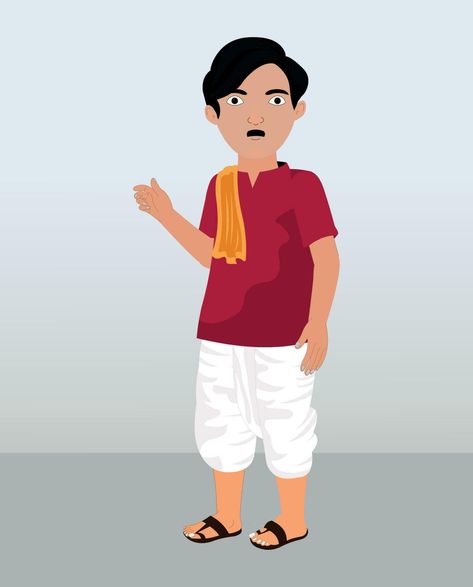 Indian Village Man in Kurta and Dhoti with Turban - Front Side Pose.Indian man cartoon character. moral stories for the best cartoon character. Best cartoon character for your animation Pro Vector Latest Cartoon Characters, Cartoon Man Face, Cartoon Man Character, Grafics Design, Indian Cartoon, Best Cartoon Characters, Free Cartoon Characters, Side Pose, 2d Character Animation