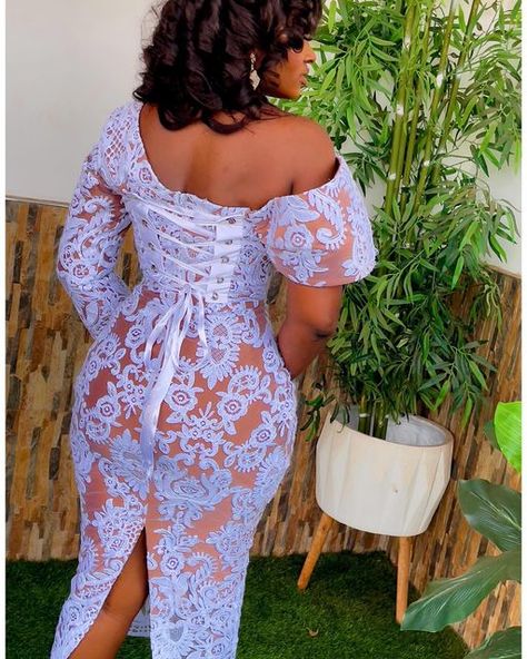 Simple Style For White Lace, Laize Dress Styles, Laize Dress Styles Latest, Lace Fitting Dress Styles, Women Lace Dress Classy, Beaded Lace Styles, Dutchess Material Gown Styles, Simple Lace Gown Styles Aso Ebi, Lace Dinner Gown Styles