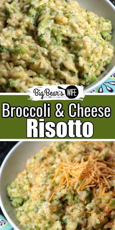 Risotto Broccoli, Cheese Risotto, Risotto Recipes Easy, Risotto Dishes, Rice Side Dishes, Risotto Recipes, Dinner Meals, Broccoli And Cheese, Easy Dinners