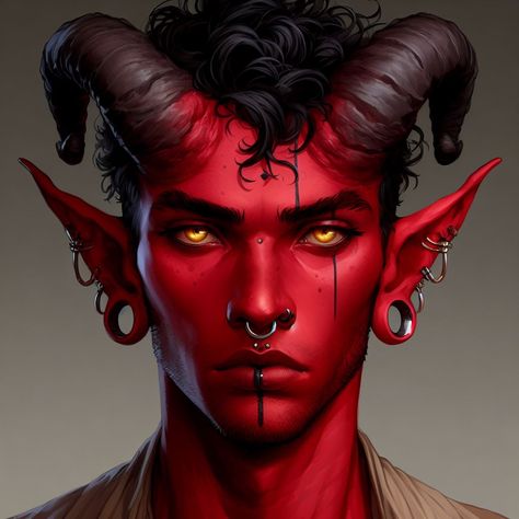 Incubus Demon, Tiefling Male, Dnd Tiefling, Male Elf, Blood Hunter, Fantasy Demon, Super Powers Art, Fantasy Races, Dungeons And Dragons Characters