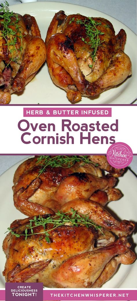 Oven Roasted Cornish Hens, Baked Cornish Hens, Cooking Cornish Hens, Game Hen Recipes, Turkey Roasted, Cornish Game Hen Recipes, Roasted Cornish Hen, Whole Chicken Recipe, Cornish Game Hens