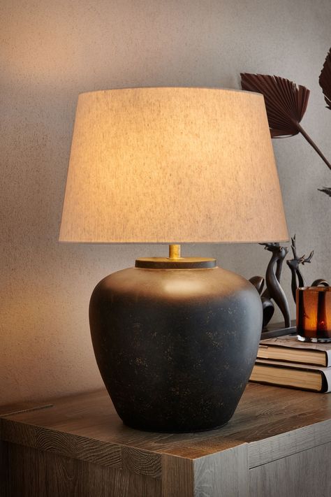 Buy Black Lydford Small Table Lamp from the Next UK online shop Large Bedside Table Lamps, Lamps For Console Table, Black Bedroom Lamps, Small Living Room Table Lamps, Large Bedside Lamps, Small Bedside Table Decor, Bedside Lighting Ideas, Bedside Lamps Ideas Bedrooms, Bedside Lamps Ideas