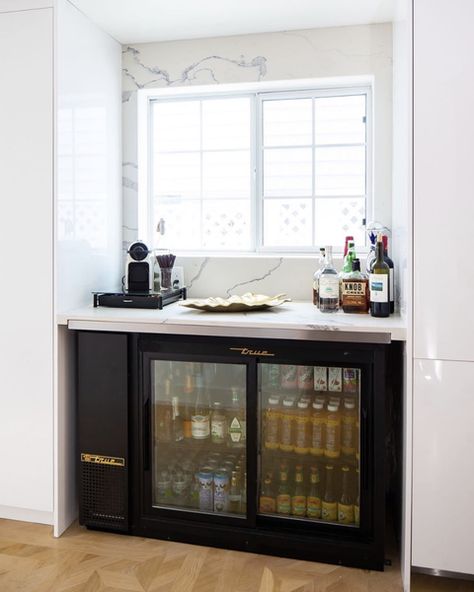 Basement Fridge, Basement Cabinets, Undercounter Fridge, True Residential, Diy Coffee Station, Coffee Bar Ideas, Coffee Bar Design, Diy Coffee Bar, Devol Kitchens