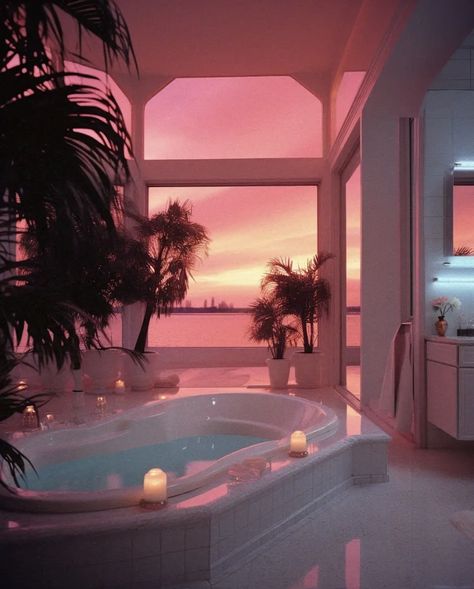 80s Apartment, 80s Interior Design, 80s House, Dream House Aesthetic, 80s Interior, Retro Interior Design, Permanent Vacation, Dream Bath, Retro Interior