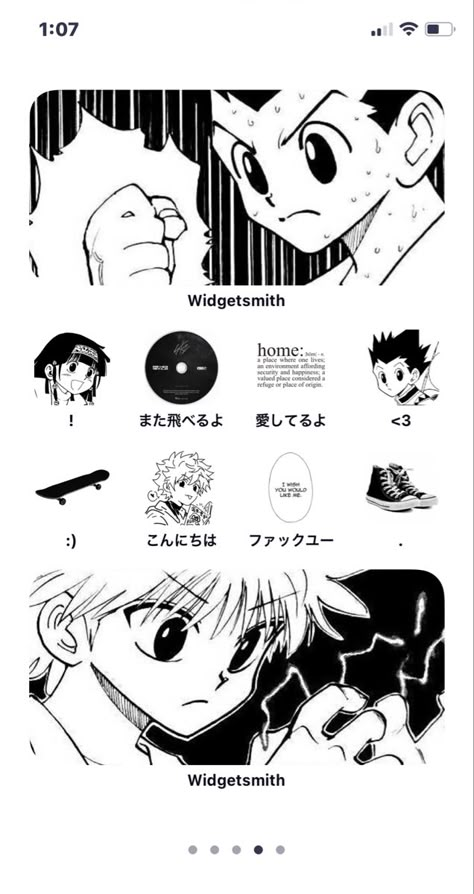 Hxh Phone Layout, Hxh Phone Case, Hxh Homescreen Layout, Manga Phone Theme, Manga Homescreen Layout, Manga Phone Layout, Ios 16 Home Screen Ideas Anime, Hxh Homescreen, Anime Homescreen