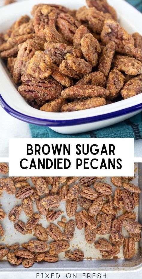 Cinnamon Roasted Pecans, Roasted Pecans Recipe, Brown Sugar Pecans, Pecan Recipes Easy, Cinnamon Sugar Pecans, Sugar Pecans, Candied Pecans Recipe, Glazed Pecans, Sugared Pecans