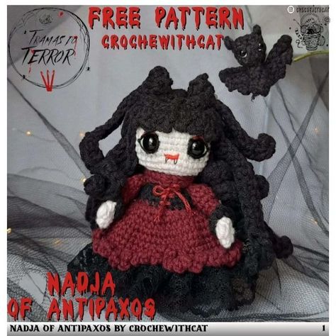 Erica Crochets Vampire Crochet Pattern Free, Vampire Crochet, Cat Free Crochet Pattern, Pattern Free, The Vampire, Crochet Amigurumi, Free Crochet Pattern, Free Crochet, Crochet Pattern