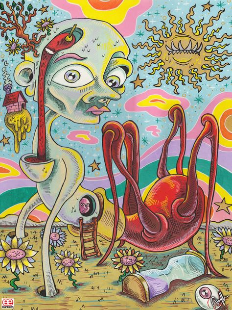 Unusual Illustration, Venice Beach California, Trippy Painting, Human Anatomy Drawing, Psy Art, Unique Drawings, Christmas Cartoons, Beach California, Venice Beach