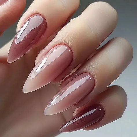 23+ Trendy Chrome Ombre Nail Designs For 2024 - DrExplains Matte Ombre Nails Almond, Ombre Nail Designs 2024, Chrome Ombre Nails Designs, Almond Ombre Acrylic Nails, Soft Ombre Nails, Aumbre Nails, Classy Ombre Nails, Burgundy Ombre Nails, Ombre Chrome Nails Designs