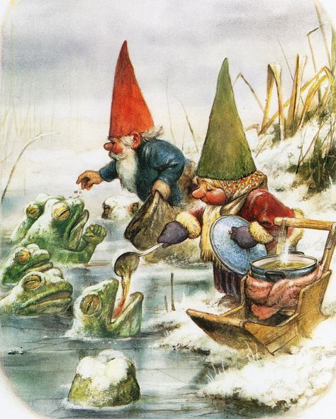 Rien Poortvliet was a Dutch draughtsman and painter. Born in Schiedam, he was best known for his drawings of animals and for "Gnomes" in the famous series of books provided with text by Wil Huygen and published by Harry N. Abrams, Inc. of New York City. David The Gnome, Creature Fantasy, Secret Book, Elves And Fairies, Fairies Elves, Dutch Artists, Norman Rockwell, Mystical Creatures, Arte Fantasy