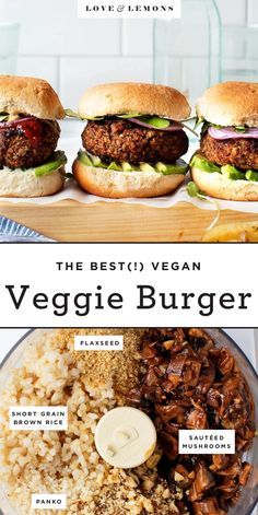 Vegan Grain Recipes, Veggie Mushroom Burger, 5 Supreme Super Foods, Vegan Burger Ideas, Unleavend Bread Recipe, Vegan Vegetarian Recipes, Golo Diet Recipes Vegetarian, 5 Ingredient Vegetarian Recipes, Plant Based Burger Recipes