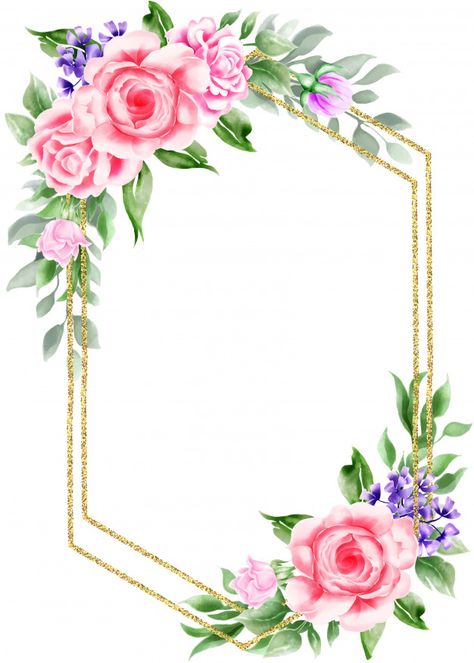 Marco vintage floral acuarela con borde ... | Free Vector #Freepik #freevector #freebanner #freeflor #freemarco #freeboda Flower Border Clipart, Marco Floral, Free Printable Wedding Invitations, Paper Petals, Marco Vintage, Wreath Illustration, Floral Invitations Template, Floral Wreath Watercolor, Free Wedding Printables