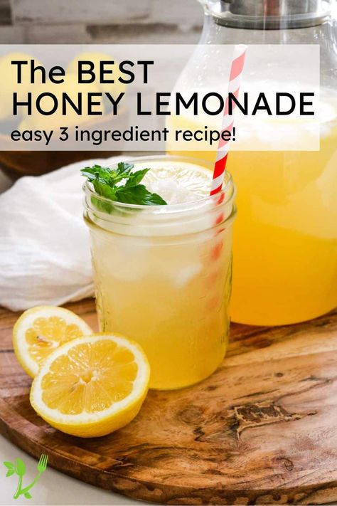 This Honey Lemonade recipe is a much healthier version of this summertime favorite with only 2 real food ingredients and a few minutes of hands on time. This lemonade recipe with honey is refreshing, quick, and easy. Plus, I'll show you how to make lemonade with bottled lemon juice so it takes even less time to whip up a pitcher of homemade lemonade. Recipe for Honey Lemonade | Honey Lemonade Recipe | Lemonade with Honey Healthy Homemade Lemonade, Brazilian Lemonade With Lemons, Homemade Lemonade With Honey, Homemade Lemonade With Simple Syrup, Honey Lemon Water Recipe, Bulk Lemonade Recipe, Perfect Lemonade Recipe, Lemonaid Recipe Homemade Lemon, Honey Lemonade Recipe