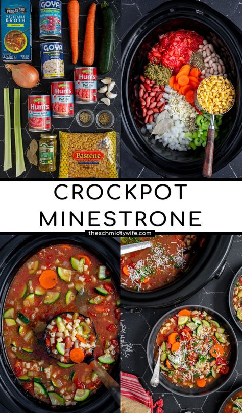 Warm and cozy homemade Crockpot Minestrone is an easy dump and go soup filled with healthy vegetables and beans! Filled with fiber and protein packed beans this is a soup that will keep you warm and full for hours! Crockpot Minestrone, Minestrone Soup Slow Cooker, Minestrone Soup Crockpot, Slow Cooker Minestrone, Vegetarian Minestrone Soup Slow Cooker Minestrone Vegetarian, Dump And Go Soup, Heathy Soup, Crockpot Minestrone Soup, Minestrone Soup Slow Cooker, Slow Cooker Minestrone Soup, Slow Cooker Minestrone, Vegetarian Minestrone, Crockpot Minestrone