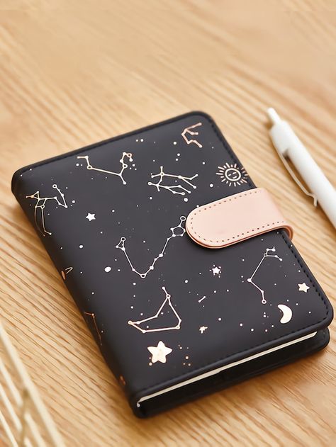 Kawaii Galaxy, Star Notebook, Small Diary, Cute School Stationary, Kawaii School Supplies, Leather Planner, Cool School Supplies, Study Stationery, Monthly Plan