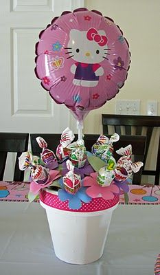 Centerpiece Balloon, Lollipop Centerpiece, Hello Kitty Theme Party, Kitty Birthday Party, Centerpiece Party, Hello Kitty Birthday Party, Hello Kitty Baby, Neverland Pirates, Hello Kitty Themes