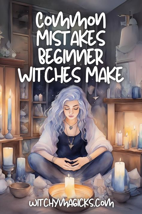 Avoid pitfalls on your magical journey with our guide to common mistakes beginner witches make! Learn how to navigate challenges such as lack of research, unrealistic expectations, and neglecting self-care. Let's empower ourselves with the knowledge to overcome these hurdles and grow as practitioners.   #BeginnerWitches #MagicalMishaps #WitchcraftTips #Empowerment #BeginnerWitch #Witchcraft #Witches #Witch #WitchyMagicks School For Witches, Cottage Witch Aesthetic Kitchen, Halloween Rituals Witch, Healing Rituals Witchcraft, Nordic Witch Aesthetic, How To Get Into Witchcraft, Witch For Beginners, Witch Powers List, Dream Witchcraft