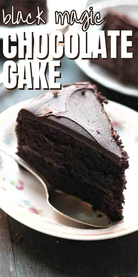 Pure Chocolate Cake, Most Moist Chocolate Cake, Cake For Cake Walk, Black Magic Cake Recipe, Midnight Chocolate Cake, Black Magic Chocolate Cake, Black Chocolate Cake, Moist Dark Chocolate Cake, Magic Chocolate Cake