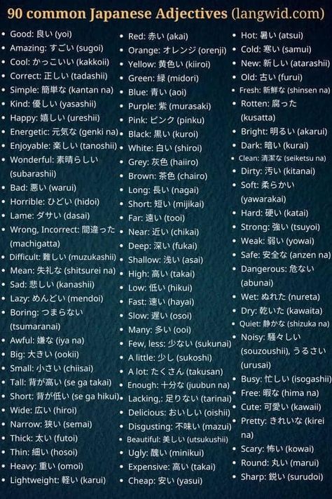Japanese Adjectives, Learn Japanese Beginner, Japanese Verbs, Language Learning App, Japanese Vocabulary, Bahasa Jepun, Materi Bahasa Jepang, Learn Language, Learning Languages Tips