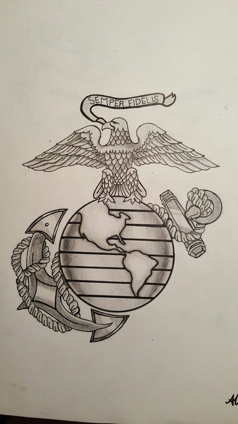 Usmc Drawings, Marine Corps Drawings, Marine Corps Tattoos For Men, Marine Tattoo Ideas, Marine Tattoo For Men, Patriotic Drawings, Usmc Tattoo Sleeve, Marines Tattoo, Semper Fi Tattoo