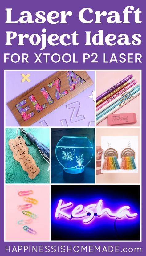 25+ Creative Laser Craft Project Ideas to spark your imagination! Discover inspiring project ideas to make with your xTool P2 Laser Engraver - from home décor to personalized gifts, the creative possibilities are endless! Glow Projects, Diy Laser Engraver, Craft Project Ideas, Wood Laser Ideas, Laser Engraved Acrylic, Laser Cut Decor, Acrylic Art Projects, Laser Cut Wood Crafts, Laser Engraved Ideas